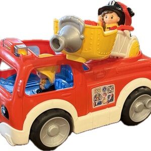 Fisher Price Little People Lift n Lower Fire Truck - 3 Figures - Retired Edition